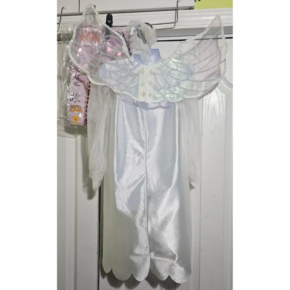 Angel Costume 2-4 Toddler Halloween Christmas Nativity White Robe Wings Halo Kid